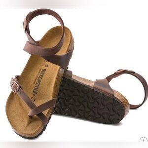 BIRKENSTOCK Yara Oil Leather Ankle Strap Flat Women's Sandals EU 38/US 7- Habana
